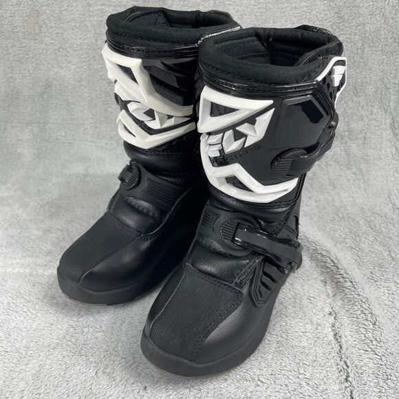 Fly Racing Maverik LT Kids Boots US 11 Black White Adjustable Motorcycle Boots - Picture 1 of 13
